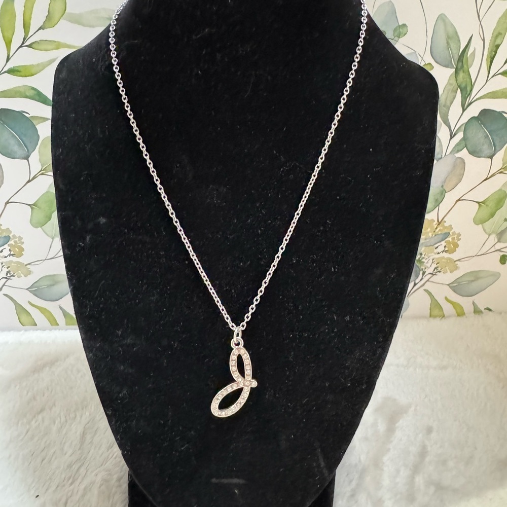 Initial“J”Rhinestone~Claire’s Silvertone Necklace - Picture 6 of 8